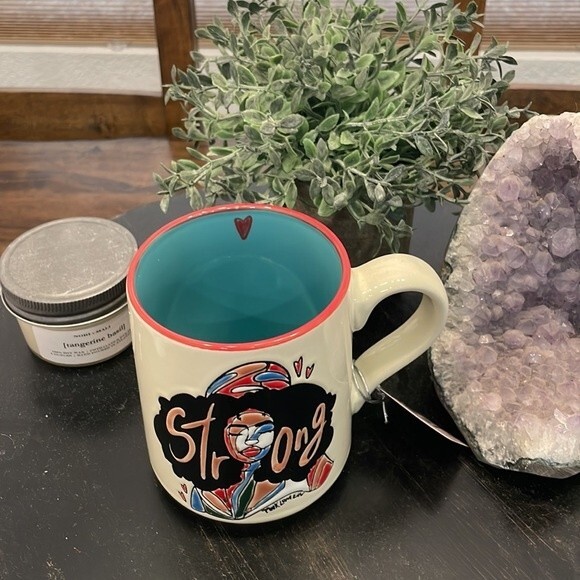 NEW Eli + Ana Pink Lomien Collab Handmade Ceramic ‘Strong’ Mug - Picture 3 of 5